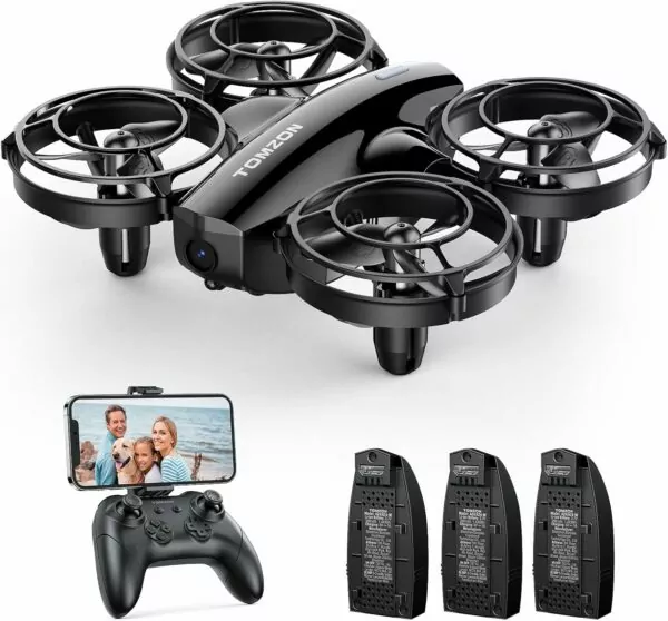 TOMZON A24W Mini Drone with Camera for Kids, 1080P FPV Camera Drone with Battle Mode, 3 Batteries RC Quadrocopter 24 Mins Flytime, Throw to Go, Stunt Fly Tricks, Altitude Hold, Toy Drone for Beginners